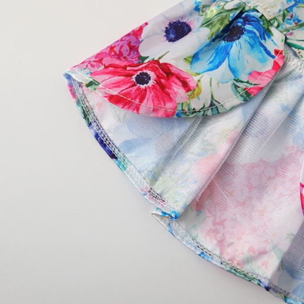 Sommarklänning för Hund Andningsbar Polyester Valpklänning Bedårande Blomstermönster Hund Sommarklänning Rosett Djurklänning Outfit Cyan Rosett M