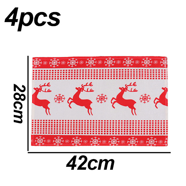 Christmas Table Mats Placemats Set of 4 Winter Holiday Xmas
