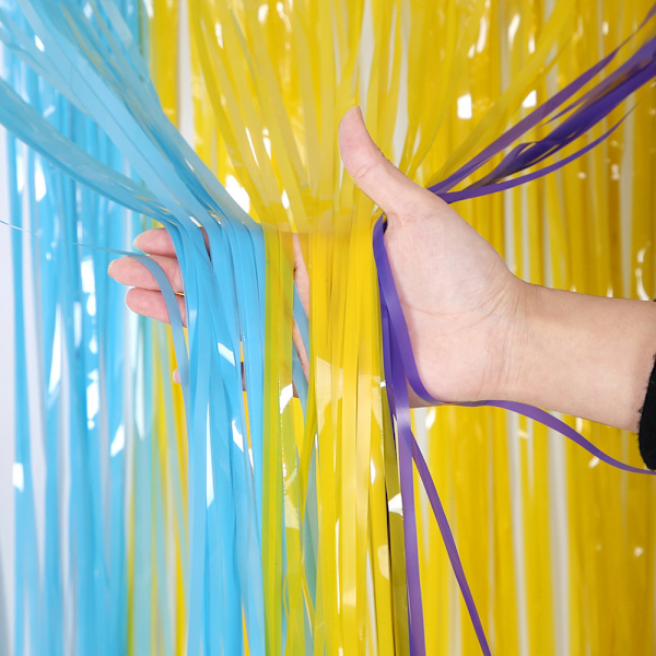 2-Pack Blue Yellow Purple Foil Fringe Background Colorful Foil
