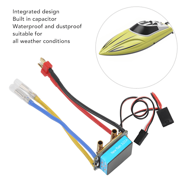 Avancerad borstad fartregulator, 480A ESC med integrerad kondensatormodul för 1/10 RC-fordon