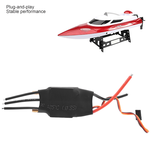 Effektiv 60A Vattenkyld Borstlös ESC för RC-båt, Vattentät Elektronisk Hastighetsregulator för Ökad Säkerhet och Multi-Programmetoder