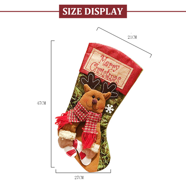 3PCS Christmas Stocking Classic Large Stockings Santa, Snowman,