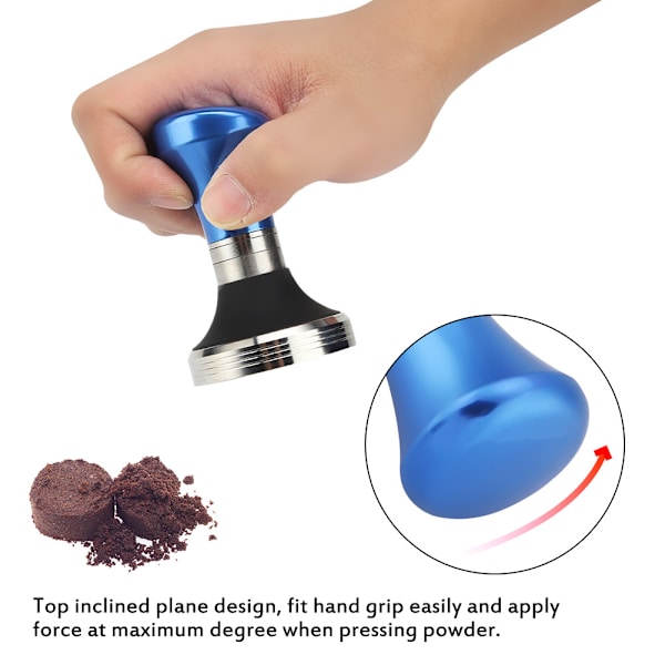 Justerbar kaffepress i rostfritt stål med platt bas för espresso