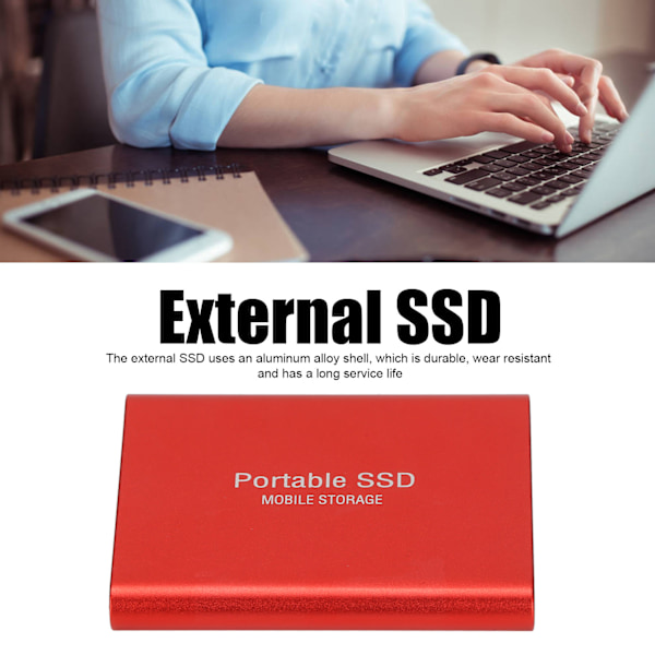 Extern SSD Tålig Slitstark USB3.1 Överföring Kompakt Portabel Bekväm Praktisk Enhet för Win10 för IOS Röd 4TB