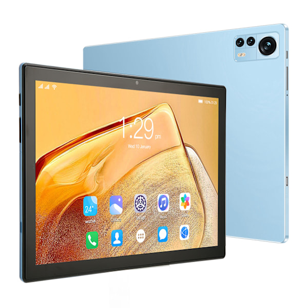 10-tums surfplatta för Android 11 6G 256G 5G WIFI Octa Core-processor Främre 1600W Bakre 3200W 4G Samtalssurfplatta EU-kontakt 100–240V Blå EU-kontakt