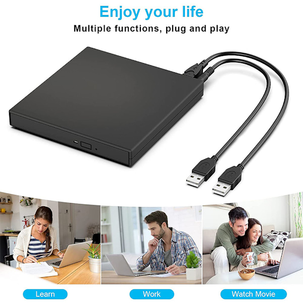 Extern DVD-enhet, USB 3.0 bärbar CD/DVD +/-RW-enhet/DVD