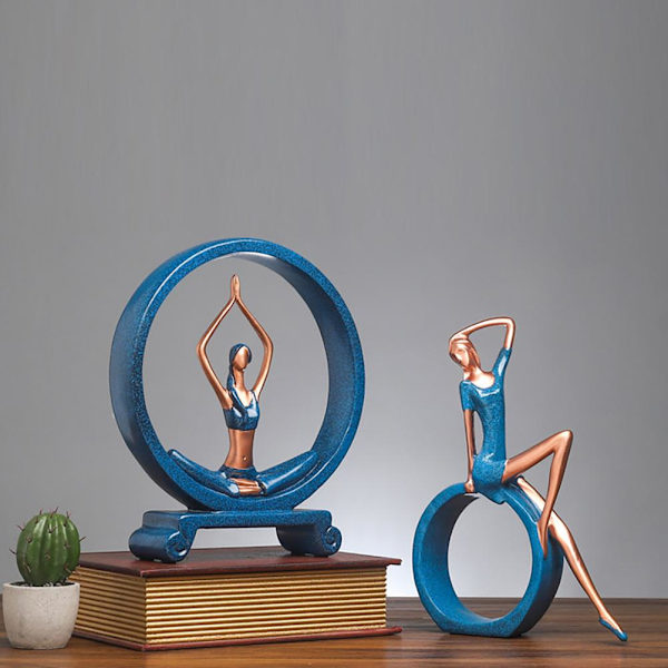 Yoga Figurine Resin Prydnad Flicka Yoga Pose Skulpturer för Hemmet