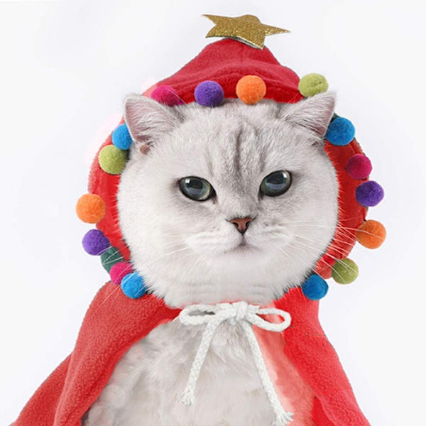 Pet Christmas Costume Puppy Xmas Cloak,for Cats and Small to