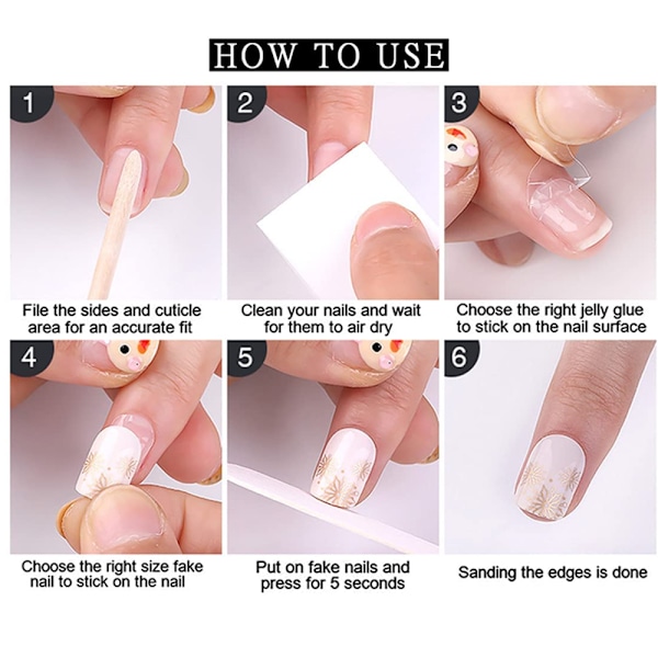 Xmas Fake Nails Snowflake Stripe Nail Christmas False Nails for