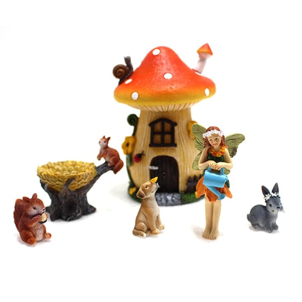 6 st Miniatyr Fe Trädgård Landskap Prydnader Harts Gjutna Svampar