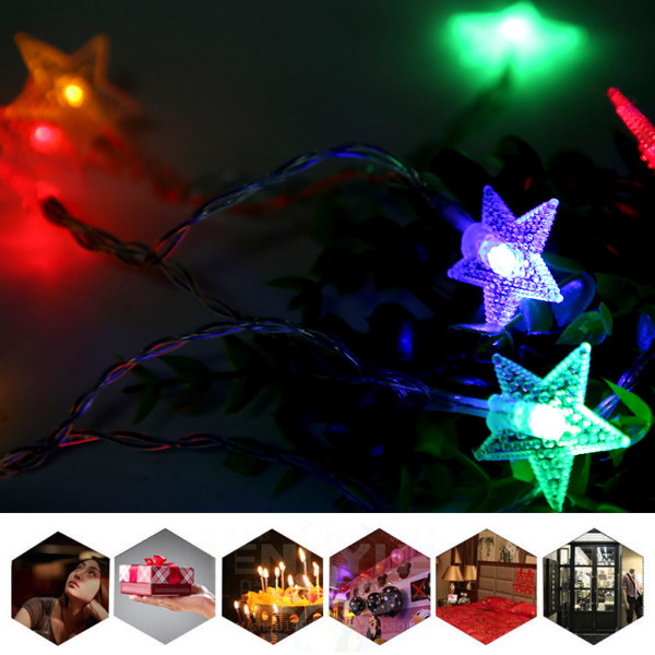 1,2 m 10 LED Star Fairy String Light för gräsmatta i sovrummet