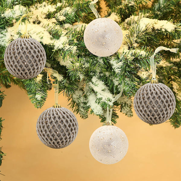 12 pcs Christmas Ball Ornaments 8cm Glitter Sequin Foam Ball