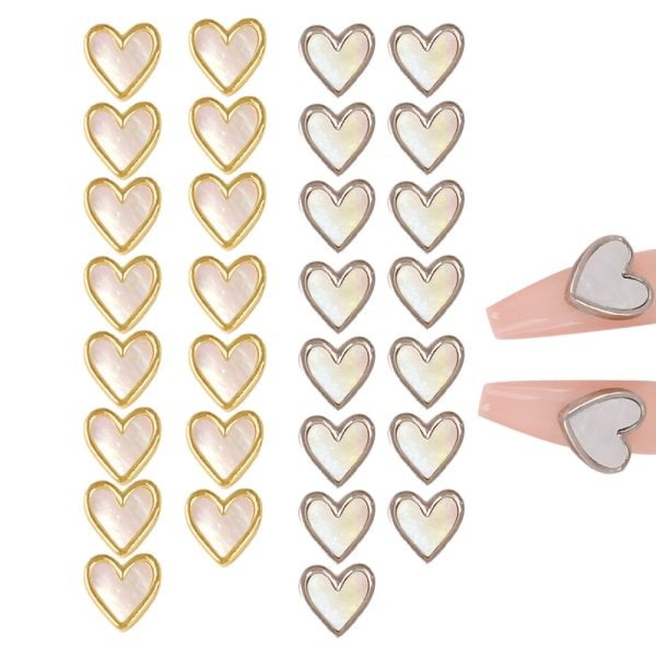 30st Hjärta Nail Charms För Nail Art 3D Dekorationer Hjärta Form