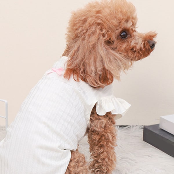 Husdjurs Pyjamas Söta Katt- och Hund Sovkläder Tunna Lätta Andningsbara Bekväma Husdjurskläder för Sommar Vit M