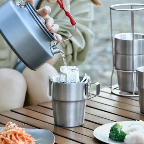 Isolerade kaffemuggar, rostfria okrossbara koppar dubbelväggig värmeisolering, för äventyr inomhus och utomhus, lätta att rengöra, platsbesparande