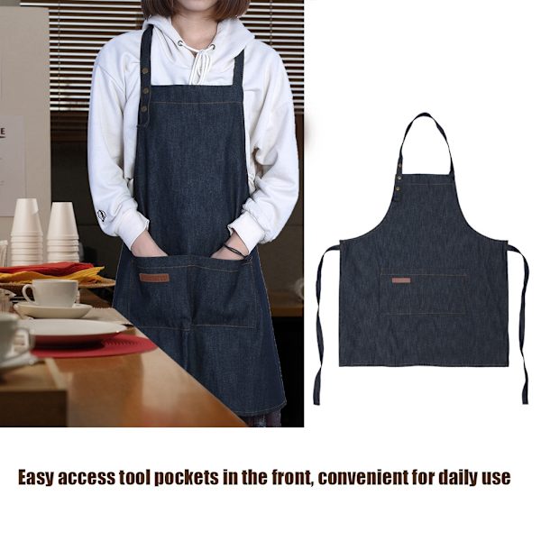 Förkläde i denim, bageri, kök, restaurang, kaffe, arbetsuniform med