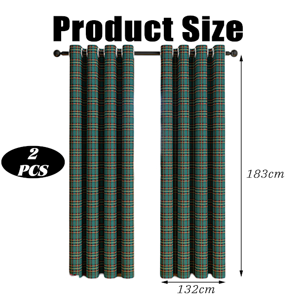 Rutiga Gardiner Skotsk Tartan Randig Jul Dekorativ Fönstergardin Panel Ljusfiltrerande Bondgård Öljetter Draperier för Kök Vardagsrum, 2 132*183cm