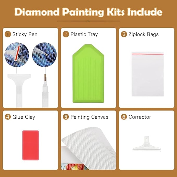Wolf 5D Diamond Painting Kit för jul, Animals Moon Full Rhi