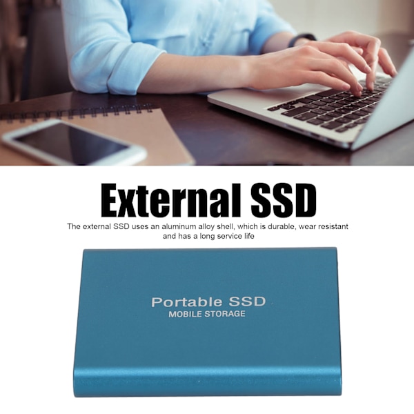 Extern SSD Tålig Slitstark USB3.1 Överföring Kompakt Portabel Bekväm Praktisk Enhet för Win10 för IOSBlå 2TB