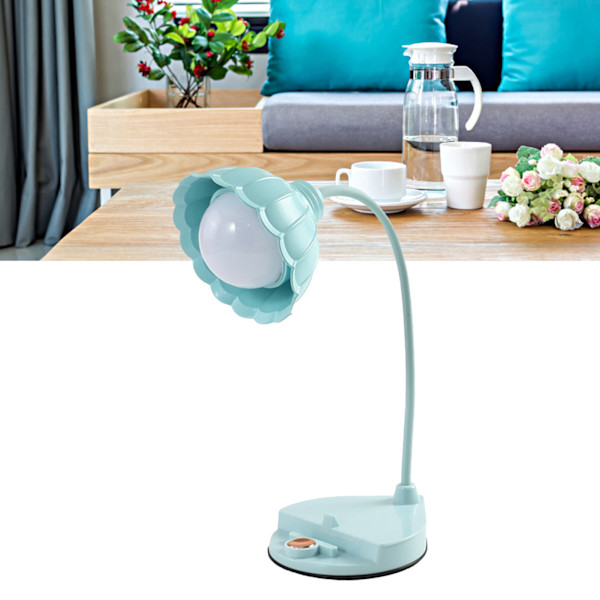 LED-läslampa i plast, blomformad, touch-känslig, USB-laddning, hopfällbar bordslampa för sovrum och sovsal