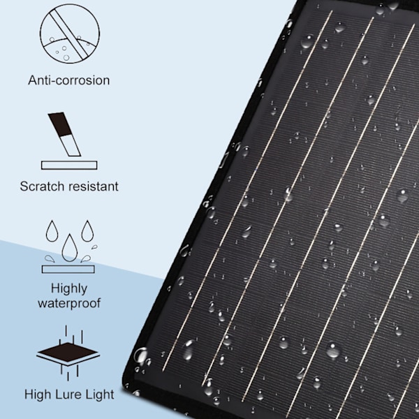 10W 18V Solpanel IP65 Vattentät Monokristallin Kisel Solpanel för Fordon Yacht Utomhusladdning