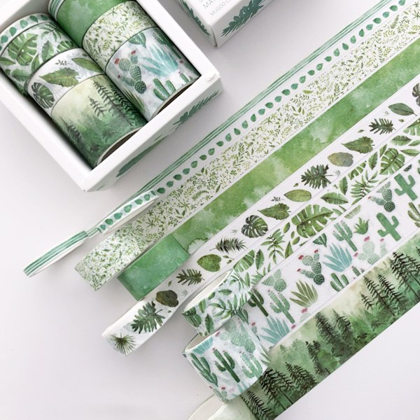Grön växt Washi tejp set, perfekt för Bullet Journal-tillbehör,