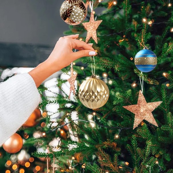 Jul mer än 70 jul födelsedag galvanisering målade hängande dekorationer julgranshängen Gold blue