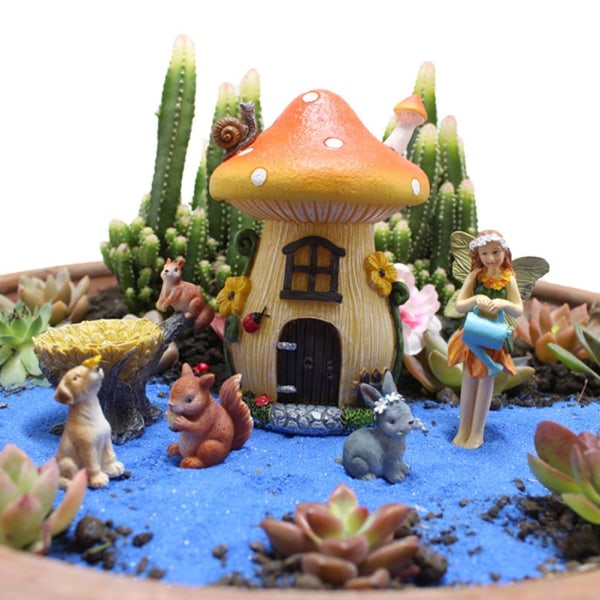 6 st Miniatyr Fe Trädgård Landskap Prydnader Harts Gjutna Svampar