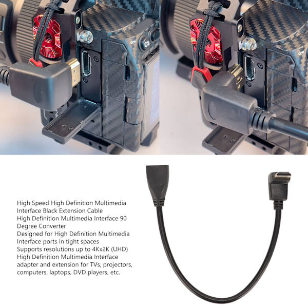 HD Multimedia Interface Förlängningskabel 90 Graders Vinkel TYP A Hane till TYP A Hona 1TF 3D 4K HDTV Splitter Switch