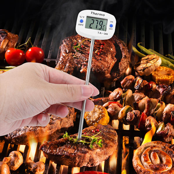 LCD-mattermometer för mat, sond, kök, matlagning, grill, mjölktemperatur