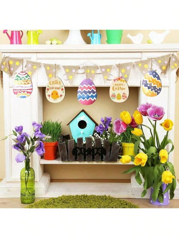 30 st DIY ihåliga påskägg i trä som hängen för målning