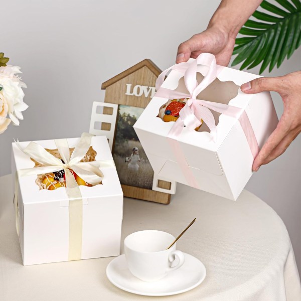 10 st Muffinlådor - Muffinbehållare med Fönster, Livsmedelsgodkänd Muffinshållare Enkel Transport och Presentation Style 1