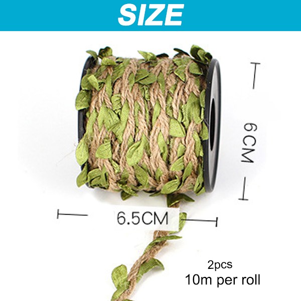 20M Twine Green Leaf Jute 5MM Rope Hemp Burlap Ribbon String