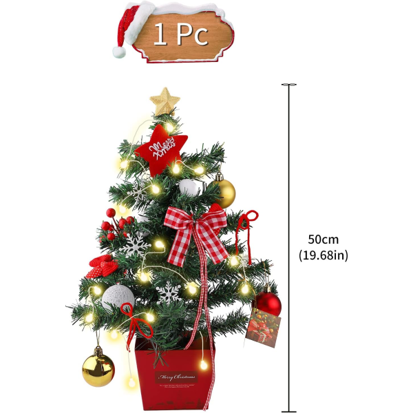 Sapin de Noël Artificiel avec Lumineux LED 50cm Mini Sapin de