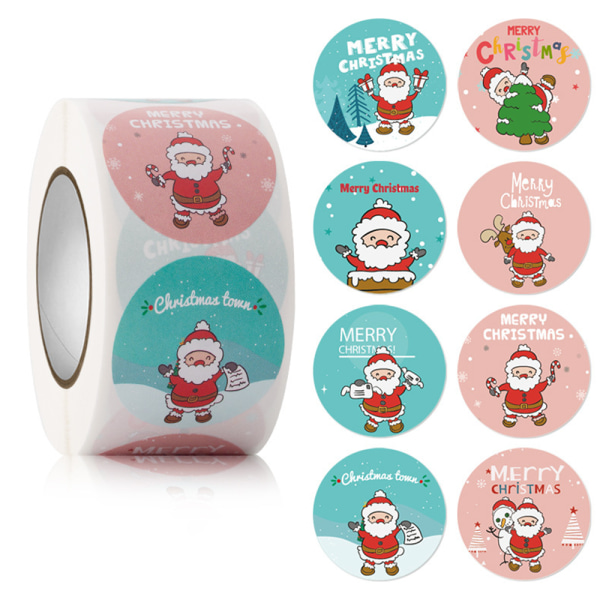 Merry Christmas Background Stickers in roll , Round Size