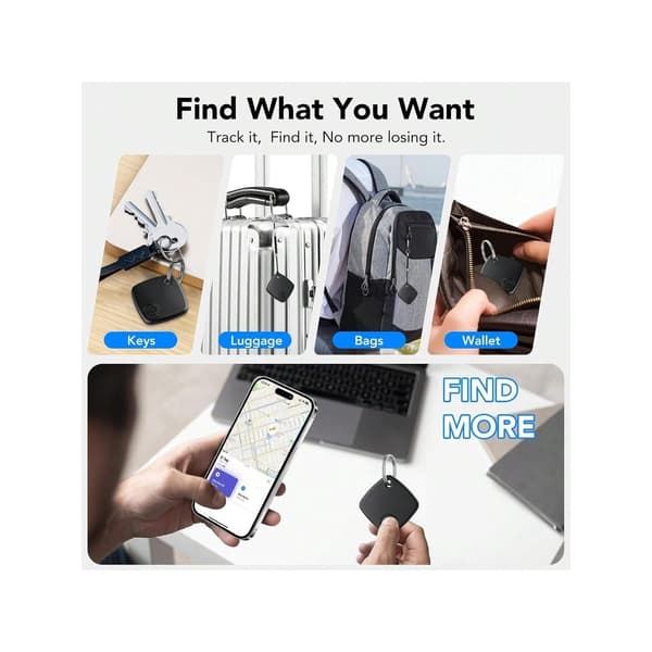 2-pack Bluetooth-tracker för Apple Find My, nyckelsökare med nyckelring, utbytbart batteri, svart