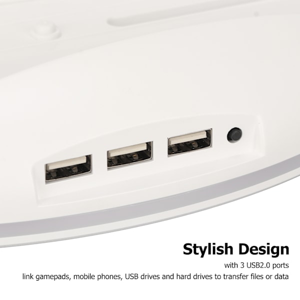LED Vertikalt Ställ Stilren Plug and Play Konsoldockningsstation med 3 USB2.0-portar Färgglatt Ljus för PS5-konsoler Vit