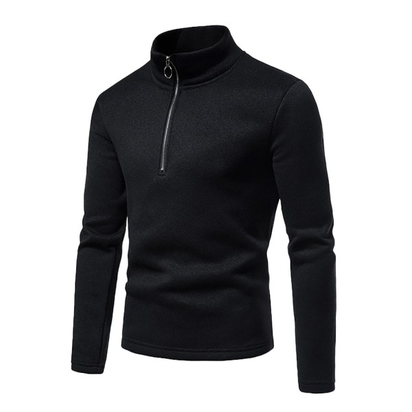 Löpsportskjortor för män Långärmad tröja med dragkedja -svart