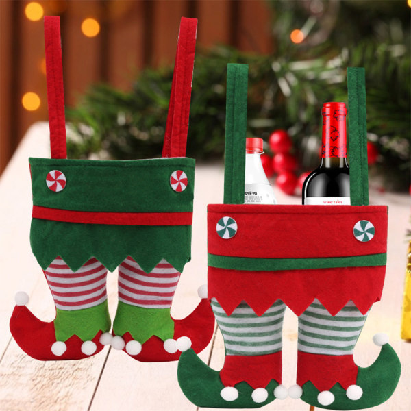 Christmas Pants Wine Bags, Candy Bags, Elf Boots Storage Bags,