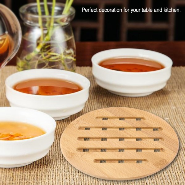 Rund Bambu Cup Pot Disk Pad Hållare Värmebeständig bordsmatta