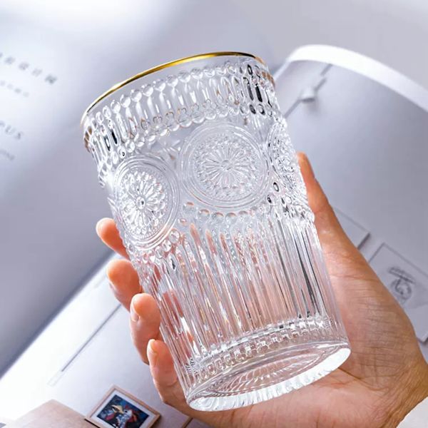 Vintage Präglade Glas Dricksglas Vattenglas Modern