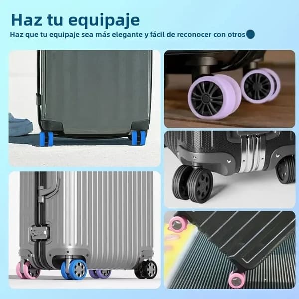 8 st blå silikonskydd för bagagehjul
