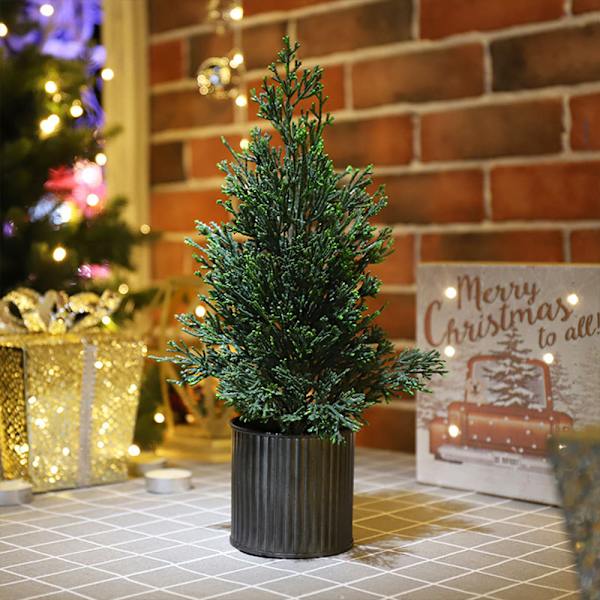 Flocking artificial Christmas tree, desktop cedar Christmas