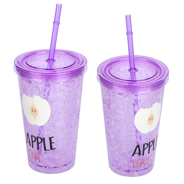 Plast Smoothie Kopp med Sugrör Bärbar Isdryck Mugg för