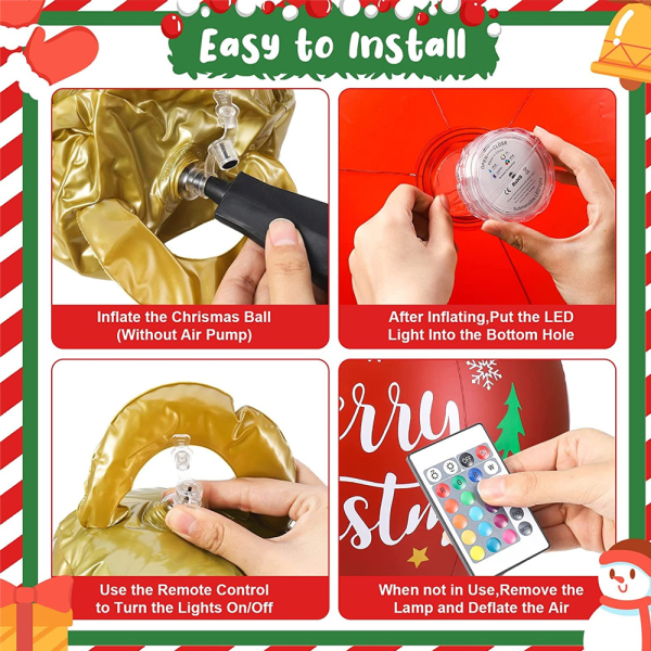 Inflatable Christmas decoration ball,LED remote control light