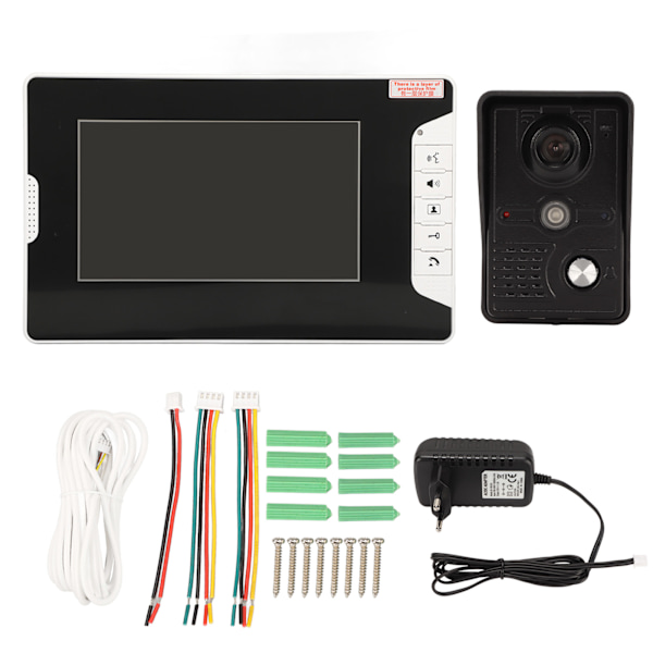 7-tums Video Intercom System Mörkerseende LCD Handsfree Video Dörrtelefon Dörrklocka med Kameramonitor 100‑240V EU-kontakt