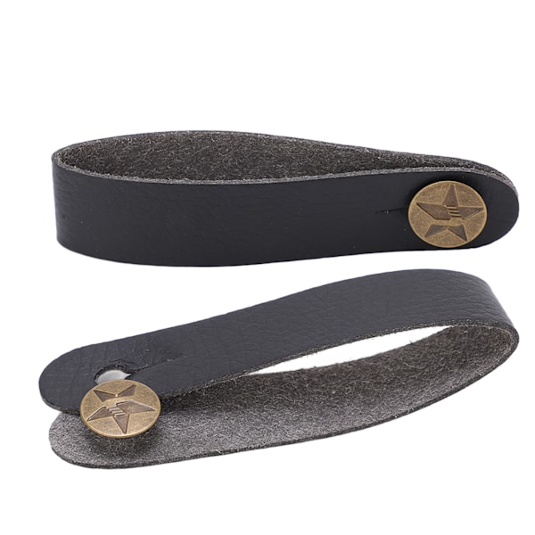 6 Set Gitarrhalsband Läder Huvudstycke Knappband Tillbehör Set Kit med Plektrum Svart Halsband