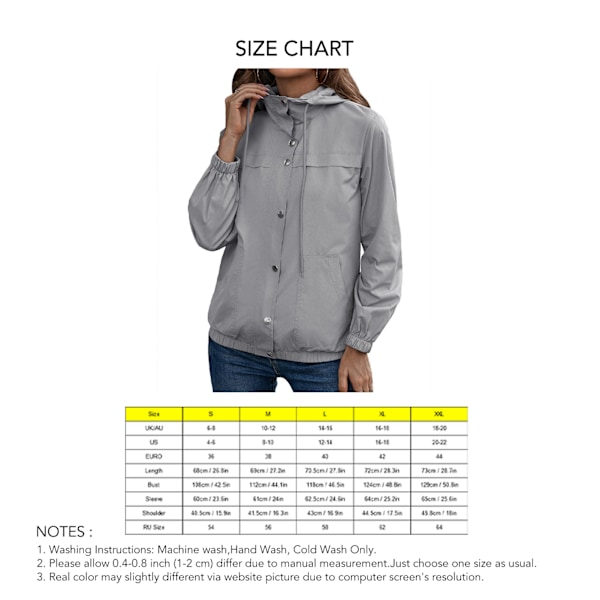 Dam Huva Full Zip Jacka Dragsko Långärmad Knäppning Casual Full Zip Ytterkläder Ljusgrå M