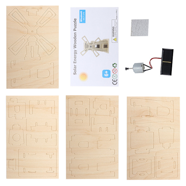 3D Trä Solcellsdriven Pussel Leksak DIY Träpussel Modell Byggsats för Barn