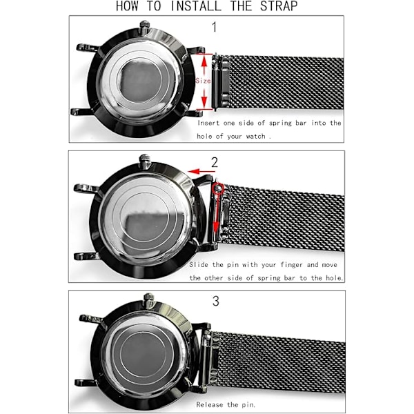 Klocka Mesh Armband Rostfritt Stål Snabbkoppling Herr Dam 22mm